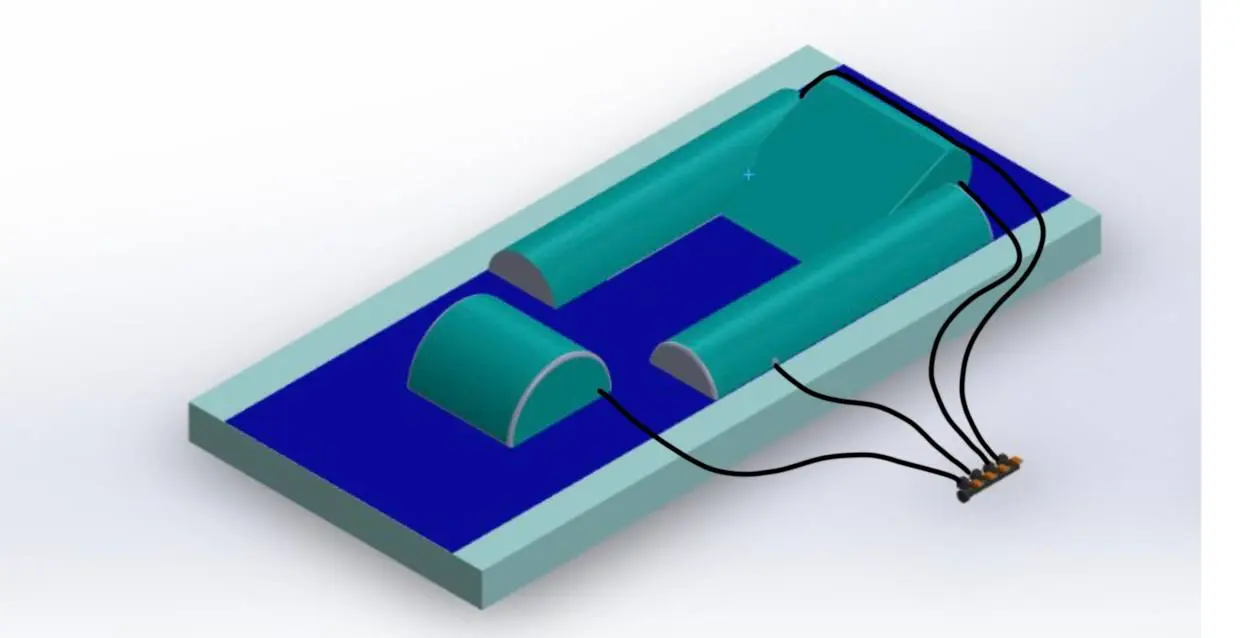 SolidWorks model of the InflatAssist mattress and inflatable supports