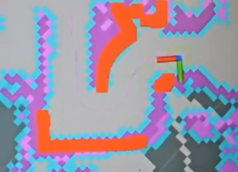 RViz occupancy map showing the LIMO robot inside the mapped arena